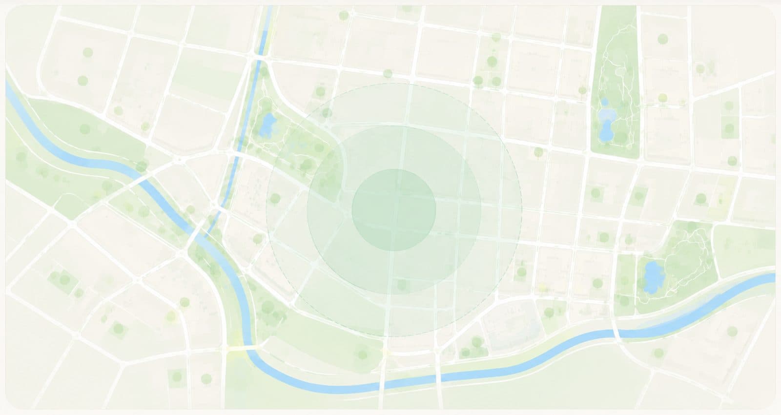 Illustrative map of a launch city showing PawHostly's coverage radius
